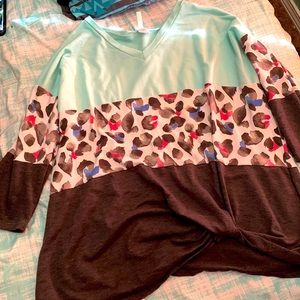 Now and forever French terry top with side knot 2x never worn
